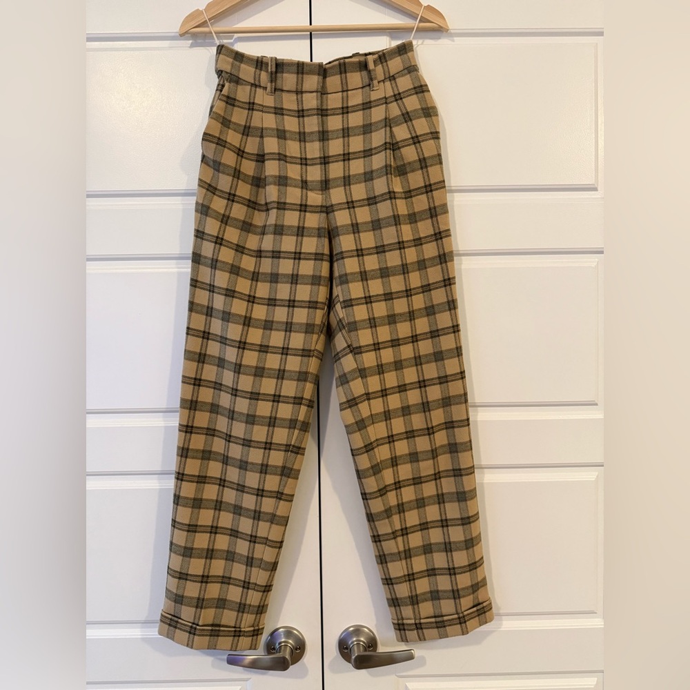 Wilfred Beige and Green Plaid Trousers